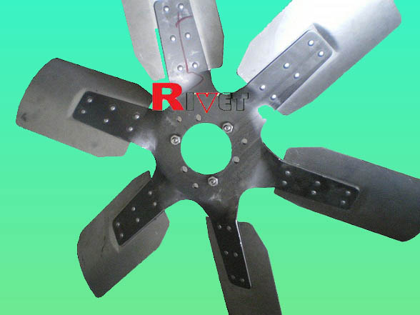 Hanging riveting machine processed fan leaf sample